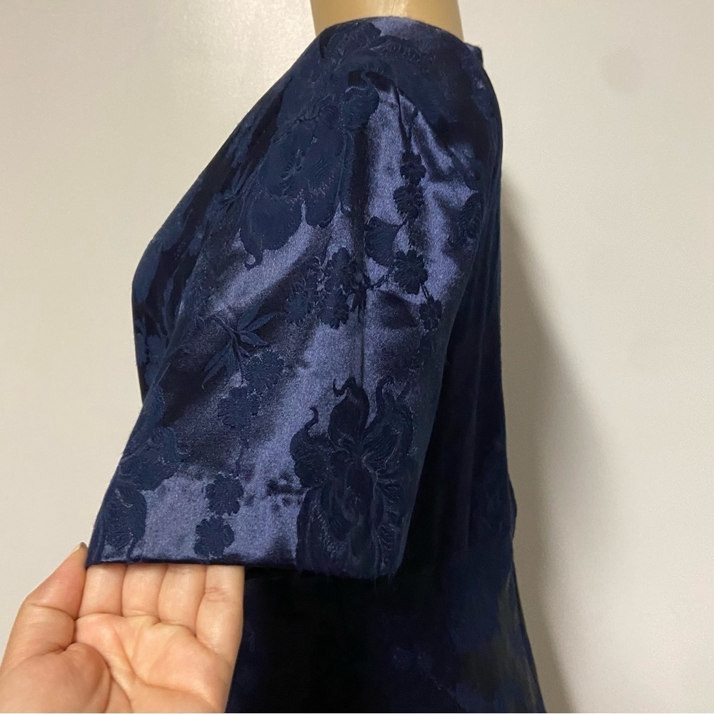vintage Molly Malloy midnight blue jacquard square neck maxi dress Size 12 - Picture 5 of 11